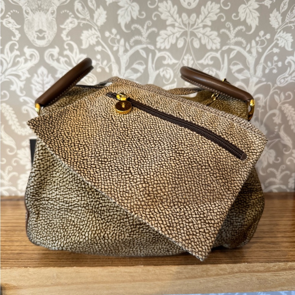 BORBONESE Brown Textured Satchel Pouch Included✨️ - Picture 4 of 16